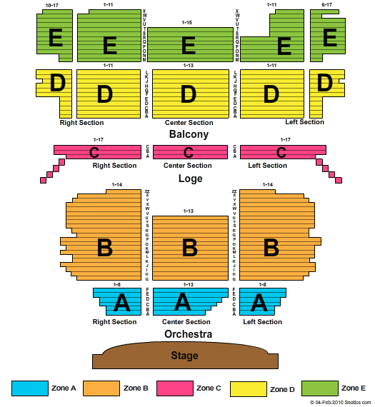 Saenger Theatre Mobile End Stage Zone Seating Chart